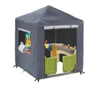 Feeshoppher Waterproof Outdoor Playhouse Cover 210D Oxford Fabric with PU Coating Weather Protection for Step2 and Similar Size Playhouses 56 x 56 x 60.2 Inches Black Grey with Fron(grey)