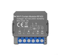 Feeshoppher WiFi Curtain Switch Module with RF433 Blinds Control, Smart ABS for Voice and App Operation, Gray 39x39mm AC100-240V 3A Load, 50/60Hz, IP20 Indoor Range Under