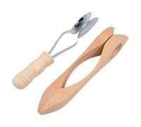 Feeshoppher Wooden Musical Spoon Handcrafted Musical Spoons Percussion Set Traditional Wooden Musical Spoons Set Folk Hand Percussion Instruments with Metal Handle for Home Party Music Learning