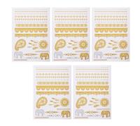 FEESHOW 5 Sheets Waterproof Metallic Gold Temporary Tattoos Stickers for Women & Girls Cosplay, Festivals Face Body Art Type A One Size
