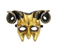 FEESHOW Adult Gear Devil Goat Skull Mask 3D Halloween Mask Gold One Size