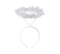 FEESHOW Angel Wings, Realistic Eugene Yarn Feather Wing with Shiner Headband for Halloween Masquerade Party White One Size