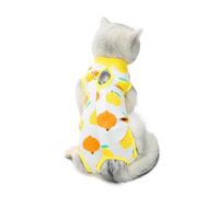 FEESHOW Anti-lick Cat Suit Cone Alternative Soft Breathable Pet Pajamas After Surgery For Abdominal Wounds Female Spay Wear Yellow M