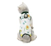 FEESHOW Anti-lick Cat Suit Cone Alternative Soft Breathable Pet Pajamas After Surgery For Abdominal Wounds Female Spay Wear Green L