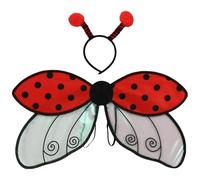 FEESHOW Bee Wings with Headband Insect Wing Halloween Fairy Dressing up Costume Accessories Red One Size