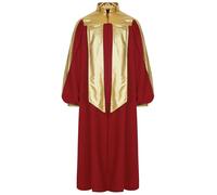 FEESHOW Boys Girls Kids Church Baptism Robe Choir Robe Worship Dress Long Sleeve School Graduation Gown Burgundy 15-16 Years