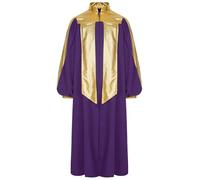 FEESHOW Boys Girls Kids Church Baptism Robe Choir Robe Worship Dress Long Sleeve School Graduation Gown Purple 9-10 Years