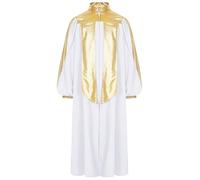 FEESHOW Boys Girls Kids Church Baptism Robe Choir Robe Worship Dress Long Sleeve School Graduation Gown White 5-6 Years