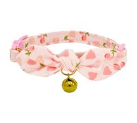 FEESHOW Breakaway Safety Cat Collar With Removable Bow And Bell Adjustable Kitten Collar For Girl Cats Pink Peach One Size