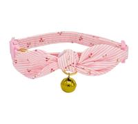 FEESHOW Breakaway Safety Cat Collar With Removable Bow And Bell Adjustable Kitten Collar For Girl Cats Pink Cherry One Size