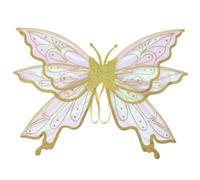 FEESHOW Butterfly Fairy Wings for Adult, Glitter Angle Elf Wing for Halloween Christmas Fancy Dress Gold One Size