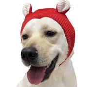 FEESHOW Calming Dog Ear Wrap Soft Noise Protection Hood Dogs Ear Muffs Pet Ears Snood Head Christmas Cozy Puppy Hats Red One Size