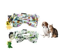 FEESHOW Cat Collar With Bow Tie And Bell 2 Pack Cute Pattern Breakaway Safe Dog Collar For Kitty Male Female Cats Type A One Size