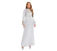FEESHOW Clergy Robe For Women Long Sleeve Embroidery Clergy Maxi Dress Minister Preacher Choir Robe White L