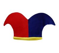 FEESHOW Cosplay Clown Hat Fun Jester Hats for Halloween Carnival Masquerade Stage Shows Red Blue 2-Peak One Size