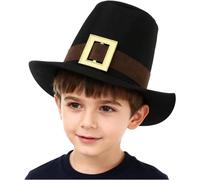 FEESHOW Deluxe Ringmaster Top Hat Felt Snowman Hats Christmas Party Cap for Xmas New Year Party Black A One Size