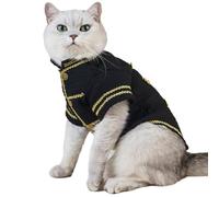 FEESHOW Dog Clothes Cat Sweater With Gold Buttons Vintage Stand Collar Jacket For Halloween Renaissance Festival Cosplay Apparel Black XL