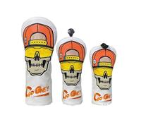 FEESHOW Eye-Catching Skeleton Embroidered Golf Driver Cover Waterproof PU Head Sleeve Universal Club Protection Gear 1 3/5 UT One Size