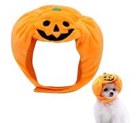 FEESHOW Funny Halloween Pumpkin Headgear For Pets Adjustable Hat Small Medium Dogs Cats Puppies For Party Cosplay Orange L