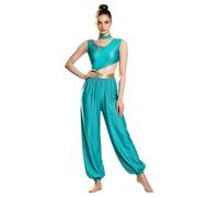 FEESHOW Gem Decor for Women Princess Cosplay Lamp Costume | Shiny Sequin Overlay,Metallic Shiny Trim,Full Length Dance Unitard,Stage Performance Dance Wear,for Rave Cabaret Party