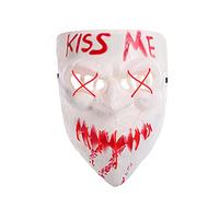 FEESHOW Halloween Scary Masks Rave Horror LED Light Up Mask Masquerade Carnival Festival Cosplay Party Red One Size