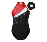 FEESHOW Kids Girls Shiny Sleeveless Gymnastic Leotards Biketard with Shorts Hair Band Set Ballet Dance Unitard Swimsuit