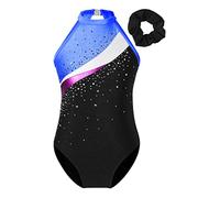 FEESHOW Kids Girls Shiny Sleeveless Gymnastic Leotards Biketard with Shorts Hair Band Set Ballet Dance Unitard Swimsuit