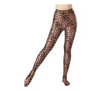 FEESHOW Leopard Patterned Tights for Womens Oil Shimmery High Waist Pantyhose Sheer Mesh Stockings Leopard L