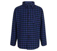 FEESHOW Little Boys Casual Plaid Shirt Long Sleeve Button Down Shirt Checked Flannel Shirts with Pockets Kids Cotton Shirt Blue&Black 1-2 Years