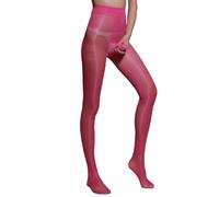 FEESHOW Mens Glossy See-Through Stretchy Pantyhose Contour Pouch Tights Sheer Leggings Skinny Pants Hot Pink One Size
