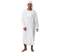 FEESHOW Mens Halloween Funny Pajama Sets Victorian Nightgown Christmas Costume Long Sleeve Loose Sleepshirts Ivory XL