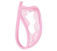 FEESHOW Mens Lingerie Mesh Sheer Bulge Pouch C-String Thong C-Strap T-Back Briefs Underwear Type A Pink One Size