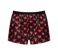 FEESHOW Mens Summer Shiny Silk Satin Frilly Boxers Shorts Loose Underwear Briefs Swim Trunk Heart Black XXL
