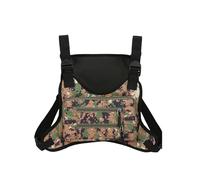 FEESHOW Outdoor Running Chest Bag for Women Men Multi-Functional Adjustable Sports Chest Pack for Workouts Cycling Hiking Camouflage Green One Size