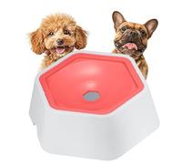 FEESHOW Pet Water Bowl with Floating No Spill Slow Drinking Design Anti Splash Bowl for Messy Drinkers Cats and Dogs Red One Size