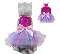 FEESHOW Puppy Dog Blingbling Princess Skirt Pet Camisole Tutu Dress For Small Dogs Elegant Wedding Birthday Party Gown Hot Pink XS
