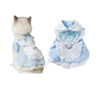 FEESHOW Puppy Princess Maid Dress Luxury Evening Gown Pet Clothing With Lace Decor For Small Dogs Parties Blue XL
