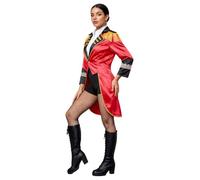 FEESHOW Ringmaster Costume for Women Lion Tamer Director Uniform | Ring Master Carnival Outfit,Magician Clowns Blazer,Gold Trimmed,Halloween Ringmaster Outfit,Drum Trumpet Team Uniform