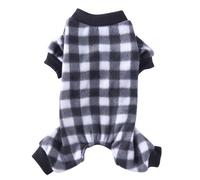 FEESHOW Soft Dog Pajamas With Feet Fleece Pet Jammies For Small Dogs Boy Girl Warm Winter Dog Clothes Black White S