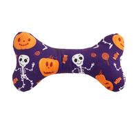 FEESHOW Spooky Squeaky Dog Toys For Halloween Soft Plush Bone Chew Toy With Squeaker For Puppies Festival Gift Type E One Size