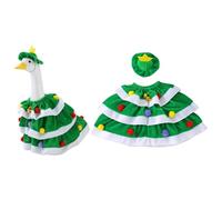FEESHOW Spring Easter Porch Goose Outfit Hat And Skirt Colorful Garden Goose Clothes For Patio Lawn Decoration Green Size A