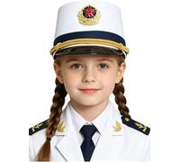 FEESHOW Toy Soldier Hat Halloween Carnival Performance Accessory Drummer Accessories Drum Major Uniform White Navy Blue One Size
