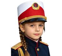 FEESHOW Toy Soldier Hat Halloween Carnival Performance Accessory Drummer Accessories Drum Major Uniform White One Size