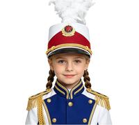 FEESHOW Toy Soldier Hat Halloween Carnival Performance Accessory Drummer Accessories Drum Major Uniform Red White One Size