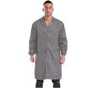 FEESHOW Unisex Mens Womens Long Sleeve Dustproof Lab Jacket Resistant Work Coat Workshop Uniform Gray XX-Large