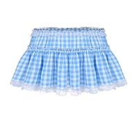 FEESHOW Unisex Sissy Adult Baby Crossdressing Ruffle Micro Mini Skirt for Men Women Lingerie Nightwear Light Blue X-Small