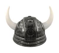 FEESHOW Viking Helmet with Horns for Adult Medieval Roman Soldier Helmet Gladiator Costume Accessories Silver One Size