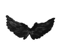 FEESHOW White Feather Angle Wings Black Devil Wing Halloween Fairy Costume Cosplay Accessories Black S