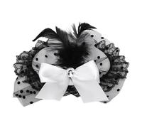 FEESHOW Women Elegant Lolita Mini Top Hat Bowknot Billycock Headwear with Hair Clip for Halloween Christmas Cocktail Tea Party White 1 One Size