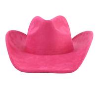 FEESHOW Women Men Cowboy Hat Big Roll Wide Brim Western Sun Top Cap for Carnival Masquerade Themed Party Hot Pink One Size